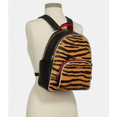 Coach C6987 Court Tiger Print Backpack Gold/honey/black/multi