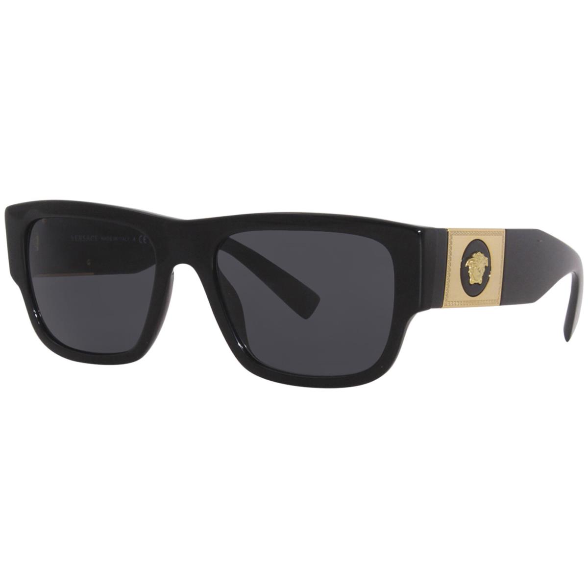 Versace VE4406 GB1/87 Sunglasses Men`s Black/dark Grey Rectangle Shape 56-mm