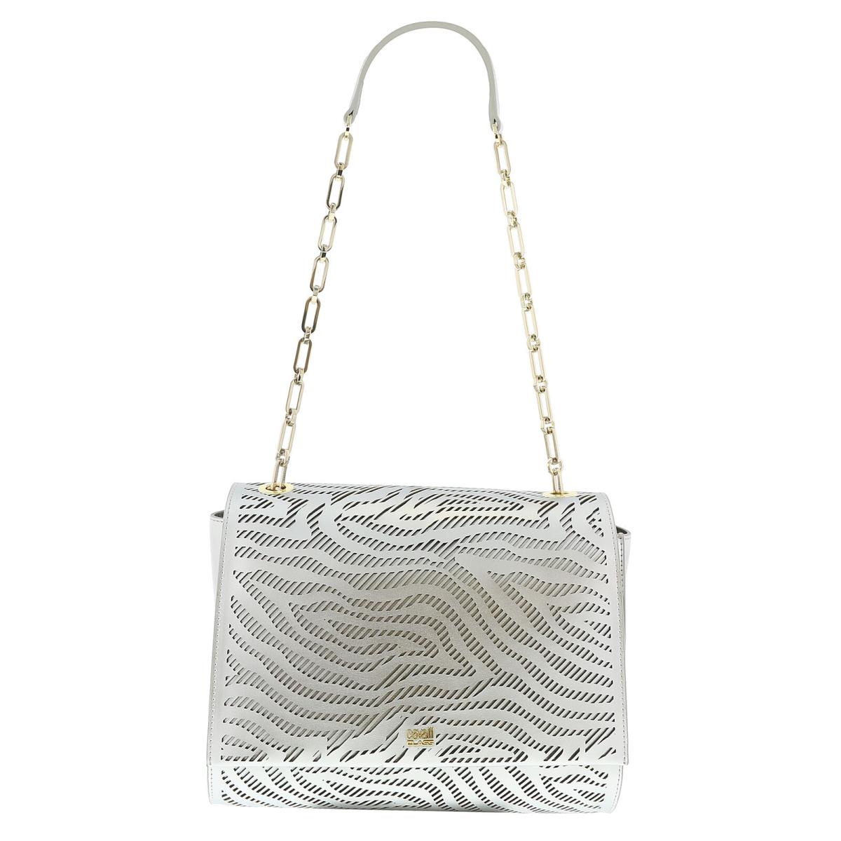 Roberto Cavalli Class Audrey Silver Medium Shoulder Bag