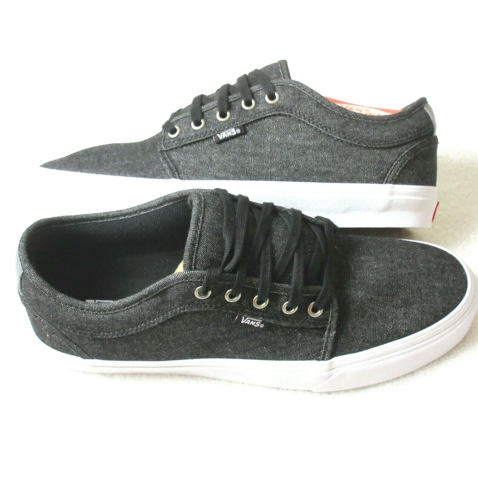 Vans Men`s Chukka Low Pro Denim Black Pewter Grey White Skate Shoes Size 9.5