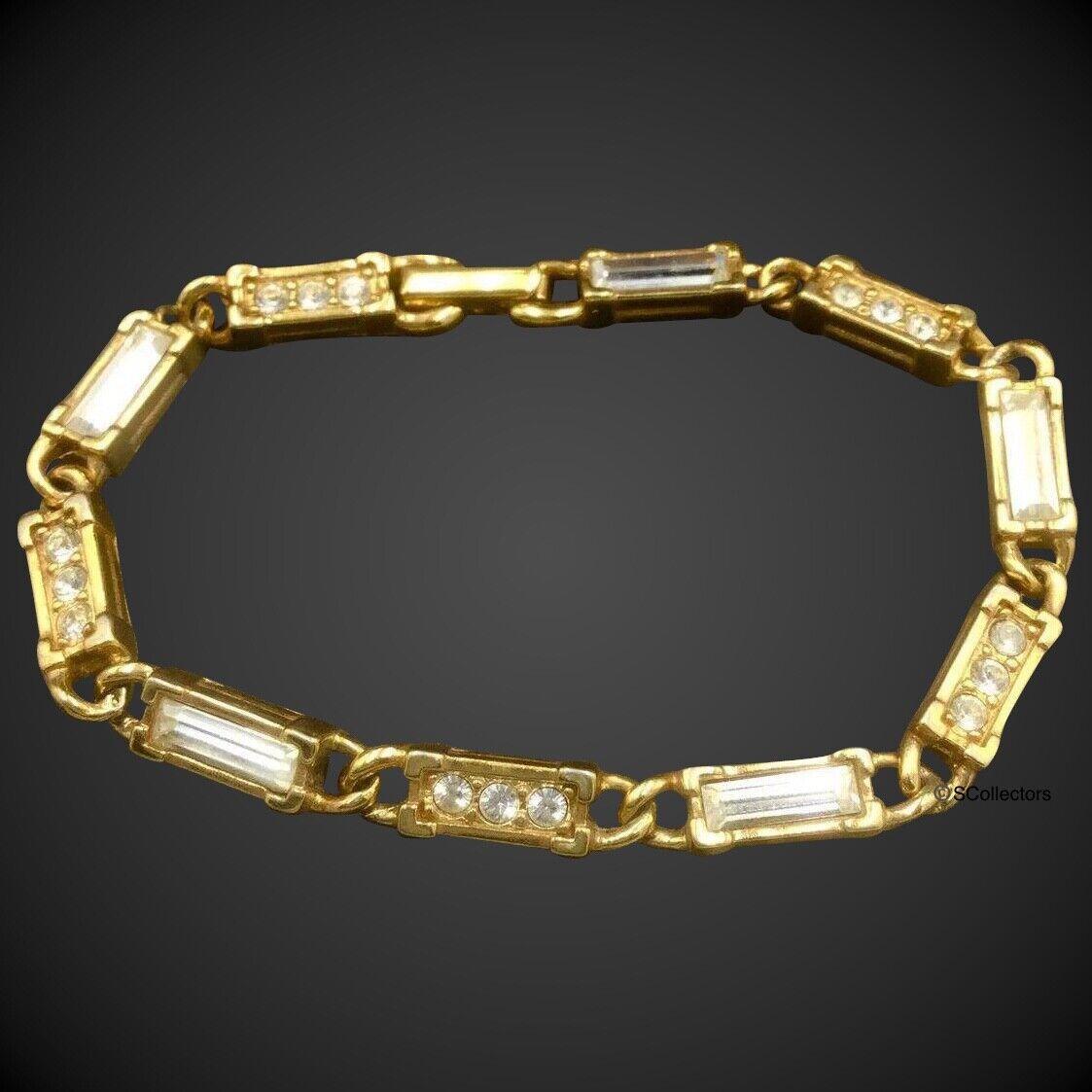 Swarovski Crystal Link Bracelet Gold Tone Jewelry