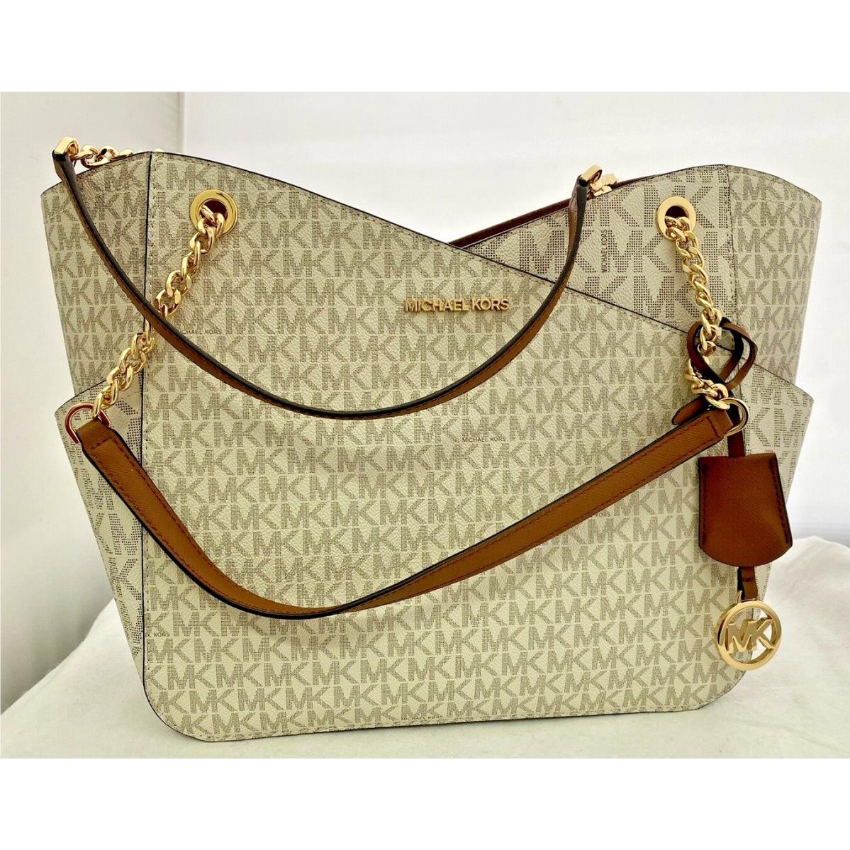 Michael Kors Women Leather Shoulder Large Tote Purse Satchel Bag Vanilla