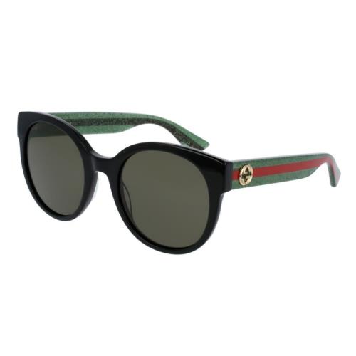 Gucci GG0035SN 002 Black/black Green Round Women Sunglasses