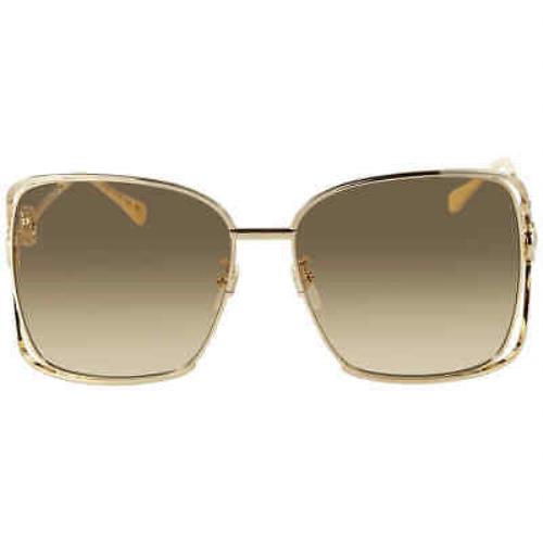 Gucci Brown Square Ladies Sunglasses GG1020S 004 61 GG1020S 004 61