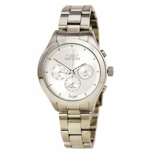 Invicta 12465 Women`s Angel Steel Silver Tone Dial Dual Time Watch - Silver Dial