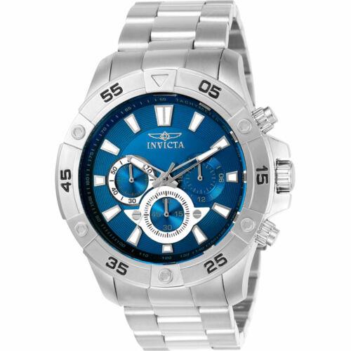 Invicta Men`s Watch Pro Diver Quartz Chronograph Stainless Steel Bracelet 22787 - Blue, White Dial, Silver Band