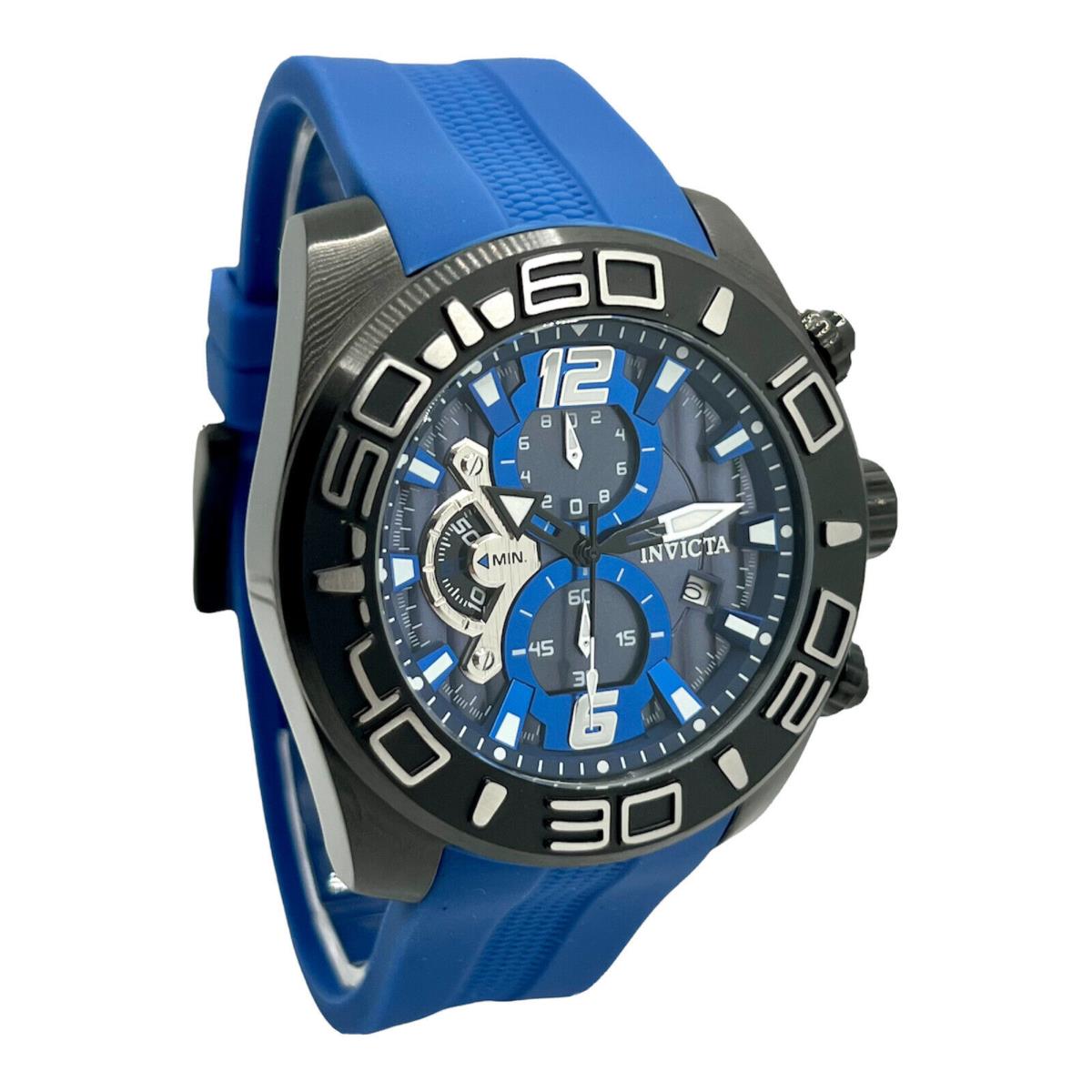 Invicta Men`s Pro Diver 22812 Chronograph Blue Dial Blue Silicone Strap Watch