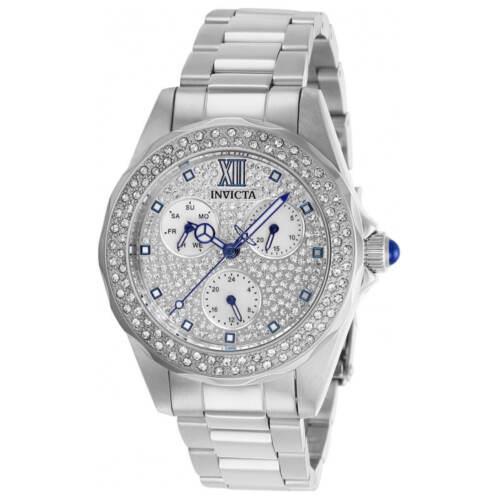 Invicta Women`s Watch Angel Crystal Pave White Mop Dial SS Bracelet 28432 - Mother of Pearl Dial, Stainless Steel Band