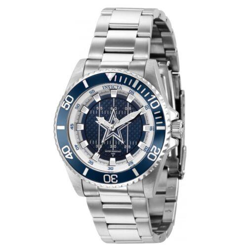 Invicta Nfl Dallas Cowboys Women`s 38mm Limited Stainless Quartz Watch 36922 - Blue Dial, Silver Band, Blue Bezel