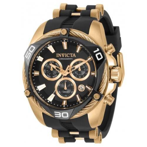 Invicta Men`s Watch Bolt Chronograph Two Tone Rose Gold and Black Strap 31316 - Black Dial, Black, Rose Band