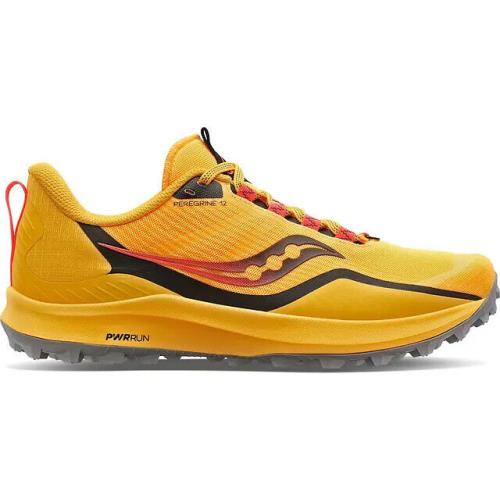 Saucony Peregrine 12 Vizi Gold Yellow Red Running Shoes Men`s Sizes 8-13