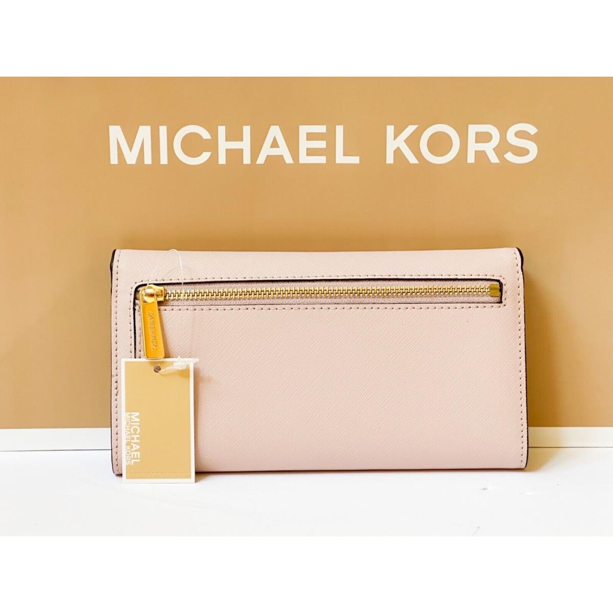 Michael Kors Jet Set Travel Large Trifold Wallet Pvc Leather Powder Blush