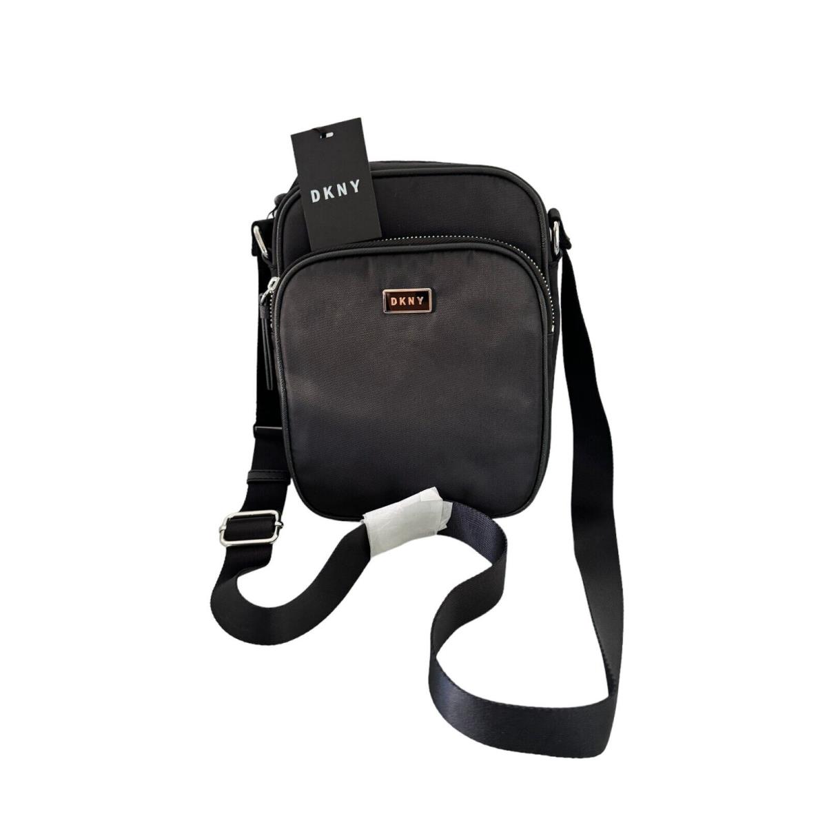 Dkny Women`s Gigi Crossbody Small Bag Handbag Purse Black/silver - Handle/Strap: Black, Hardware: Black, Exterior: Black/silver