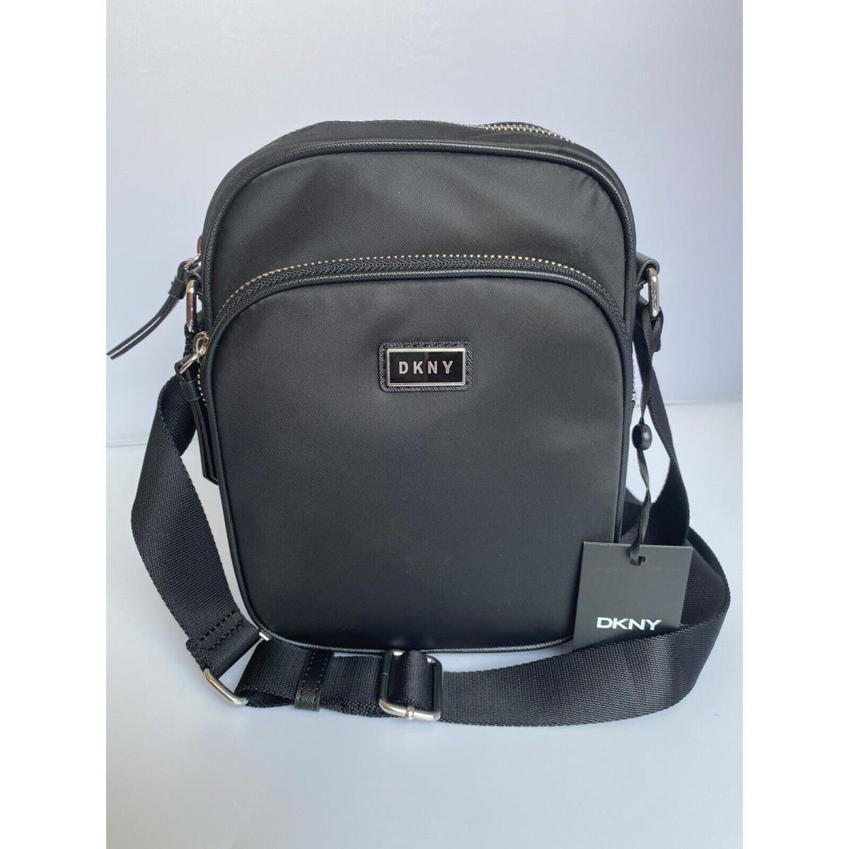 Dkny Gigi DZ Cossbody Bag Double Zip Purse Handbag Black - Lining: Black DKNY Logo Print, Exterior: Black, Handle/Strap: Black