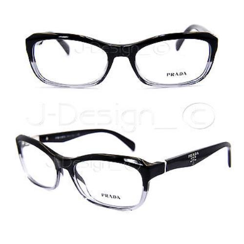 Prada VPR21O ZYY-1O1 Black Gradient Transparent 55/17/135 Eyeglasses Italy