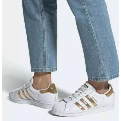 Adidas Superstar Gold White G55658 Womens Lifestyle Shoes