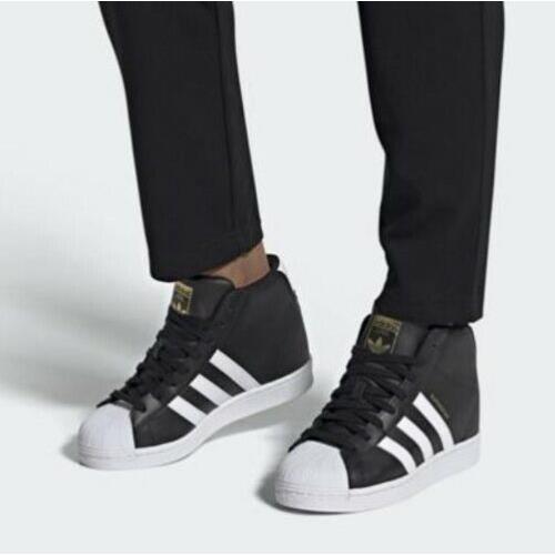 Adidas Superstar Up Wedge FW0117 Women`s Shoes Core Black/ White/ Gold