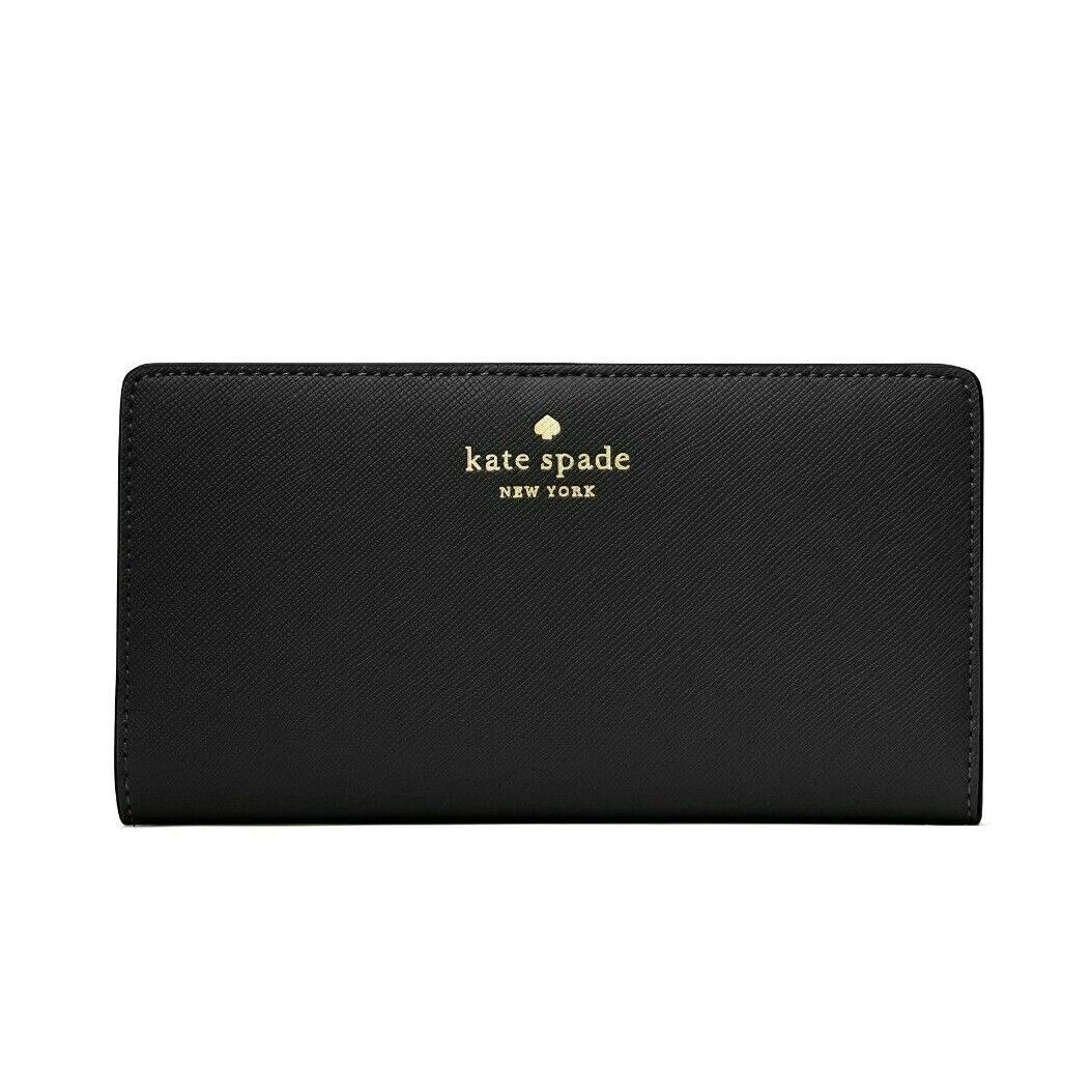 New Kate Spade Dana Large Slim Bifold Wallet Saffiano Black