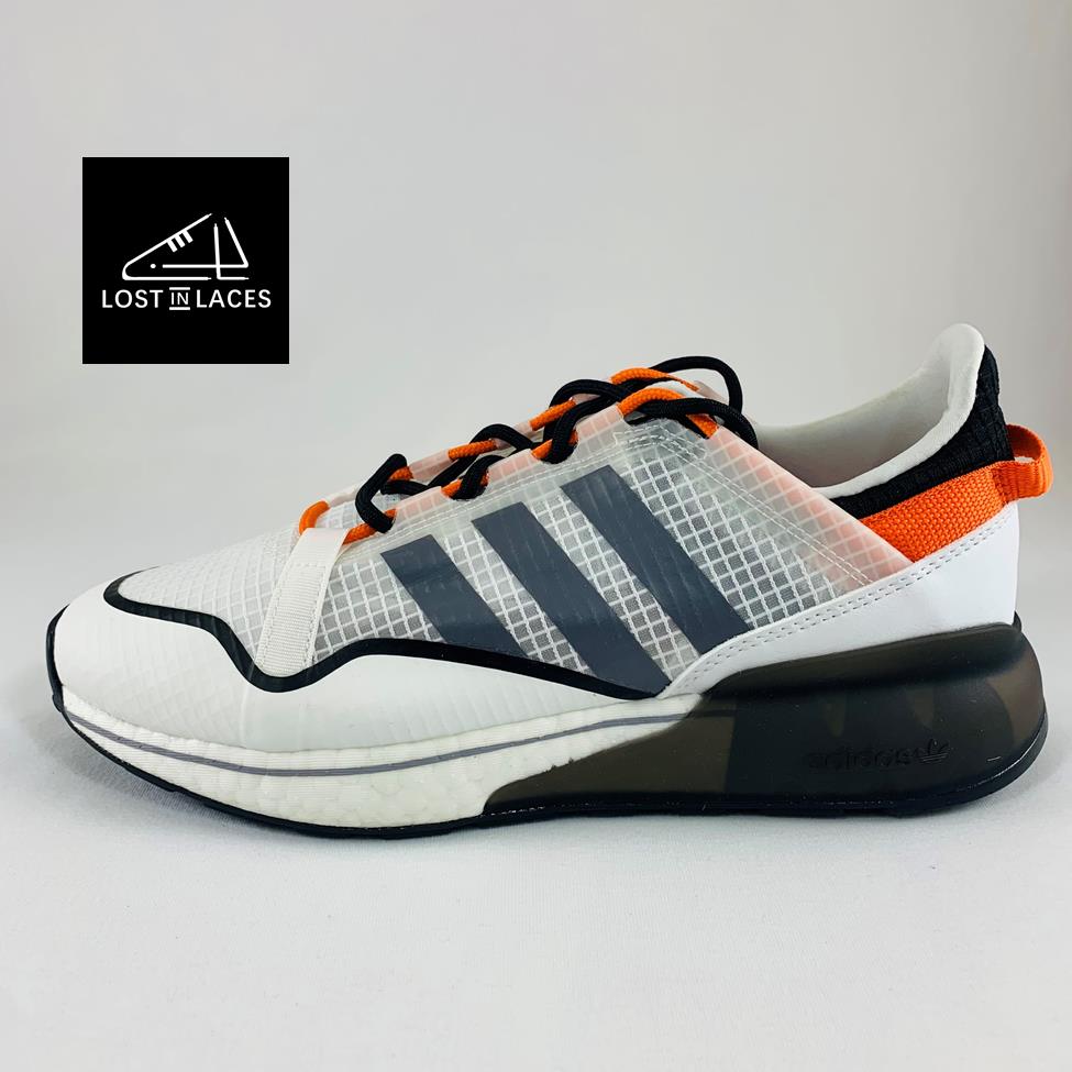 Adidas ZX 2K Boost Pure White Grey Orange Men`s US Size 9.5 Shoes H06568