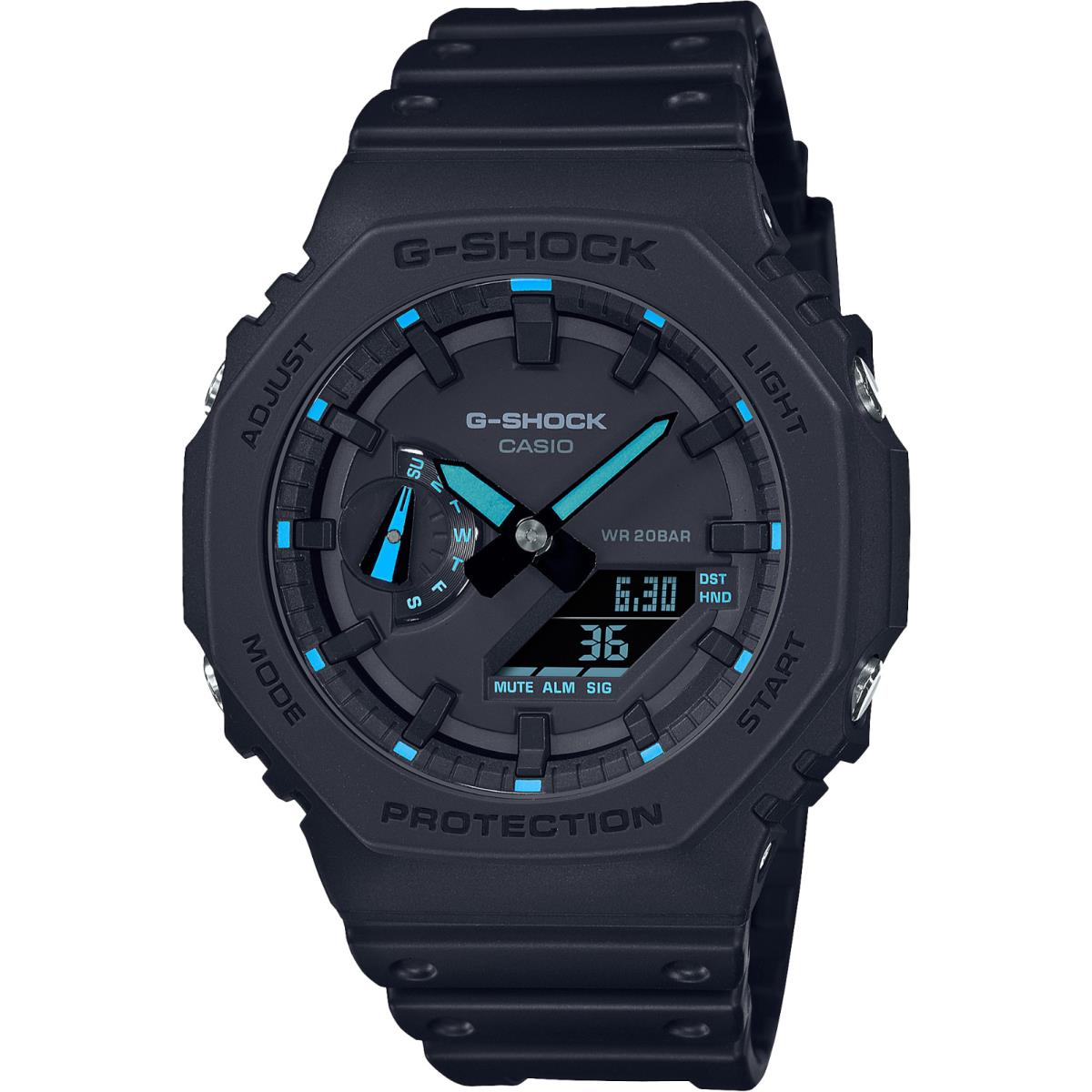 Casio G-shock GA2100-1A2 Neon Accent Blue Dial Resin Watch