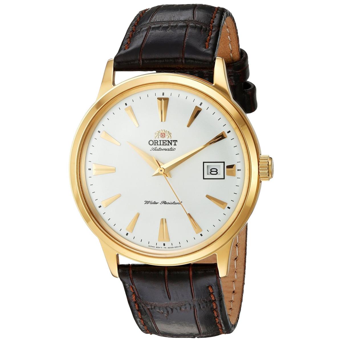 Orient Men`s `2nd Gen. Bambino Ver. 1` Automatic Watch FAC00003W0 - Gold-Tone, Dial: White, Beige, Band: Brown