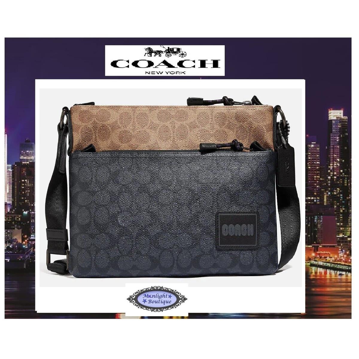 Coach Men`s Pacer Colorblock Messenger Crossbody Bag In Charcoal Multi Sig