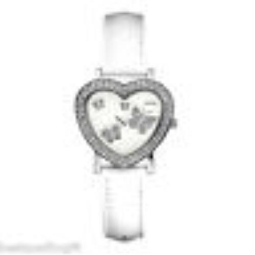 Guess White Leather Band+ Heart Shape+butterfly+crystals Dial WATCH-U95180L1