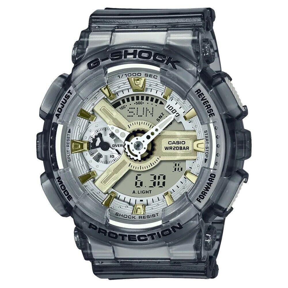 New- Casio G-shock Gray Semi-transparent Analog / Digital Watch GMAS110GS-8A