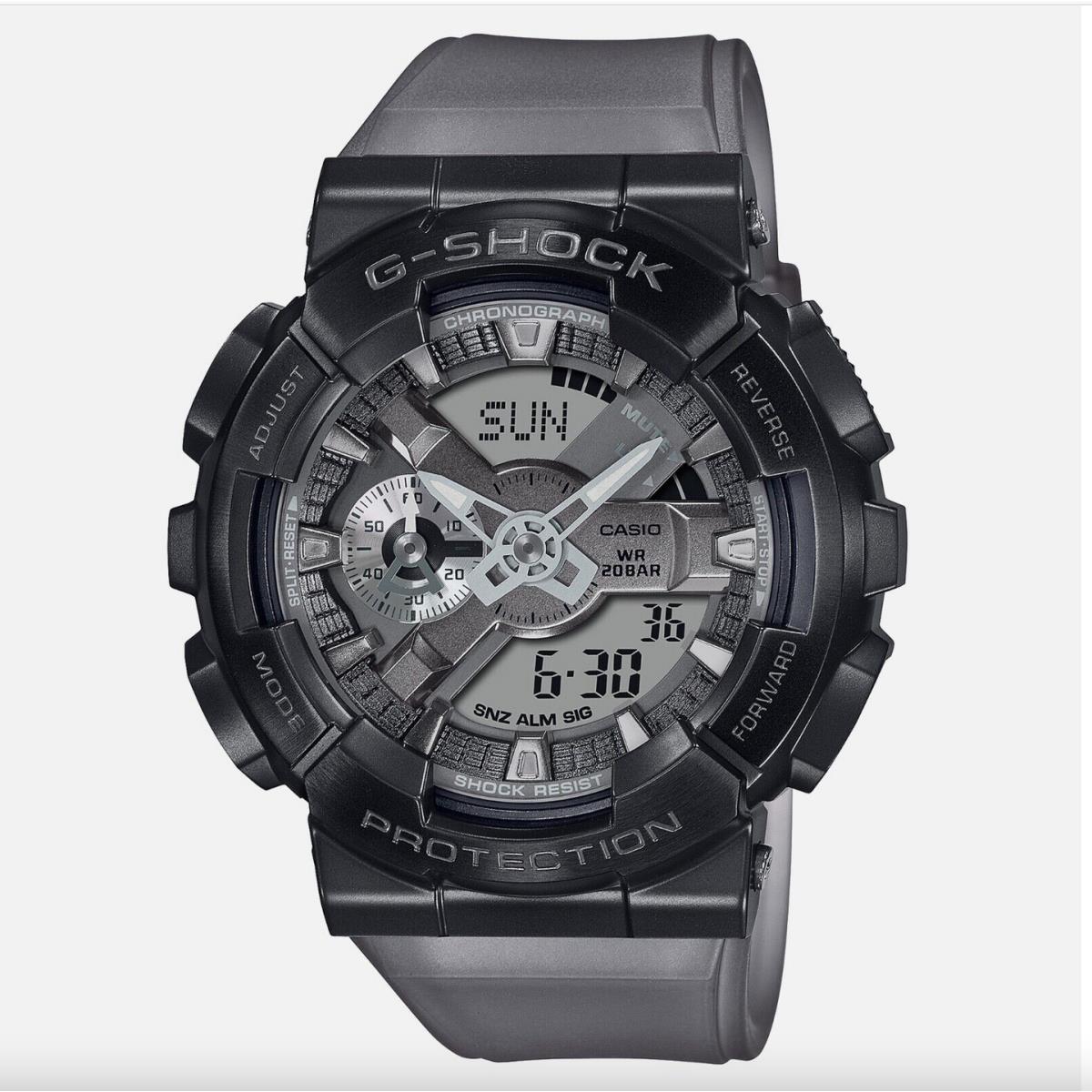 Casio G-shock Limited Edition Ana-digi Matte Black Bezel Watch GM110MF-1A - Dial: Gray, Band: Translucent Gray, Bezel: Matte Black