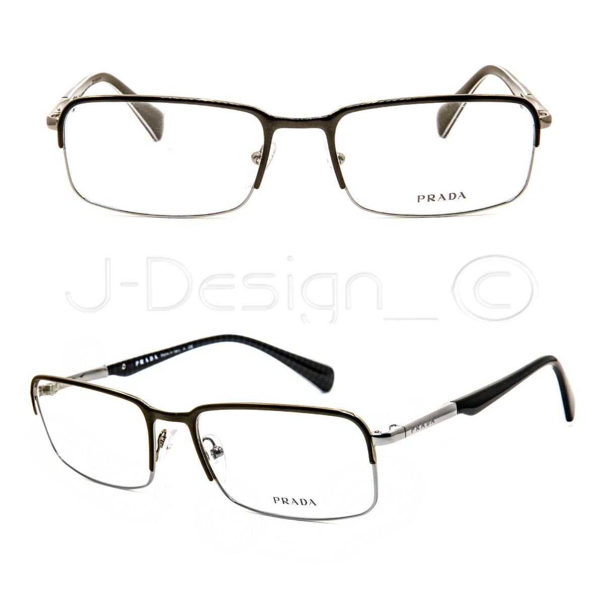 Prada VPR61Q LAH-1O1 Brown/silver/black Size 56/18/140 Eyeglasses Made in Italy - Frame: Brown/Silver/Black, Lens: Clear