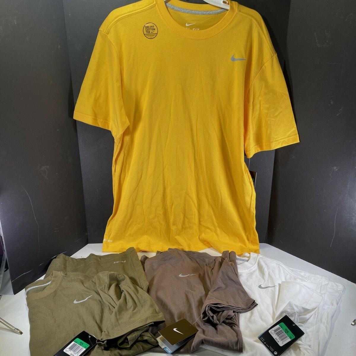 2012 Nos 4x Mens Nike Dri-fit Athletic Workout Shirt XL Yellow Green Tan White