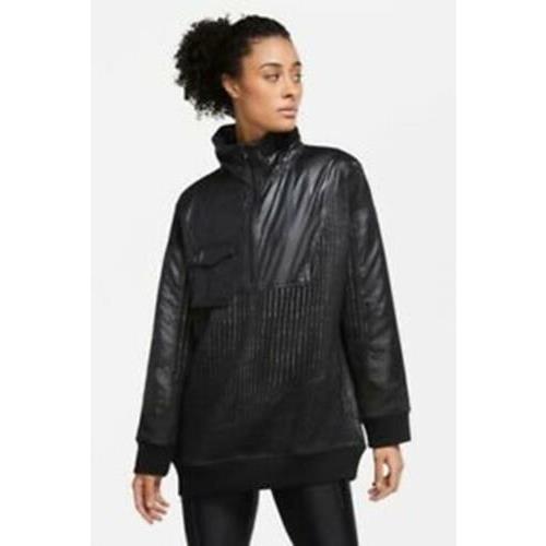 Nike Jacket Sportswear Black Stripes 1/4 Zip Women Sz XL 556