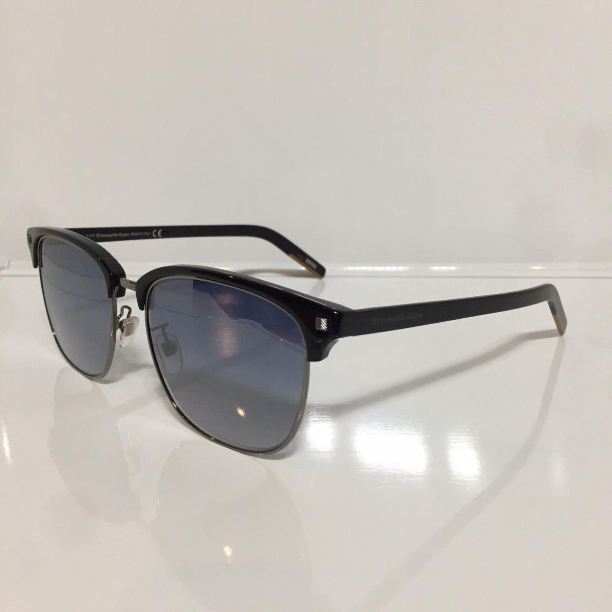 Ermenegildo Zegna EZ0143-D 01C Shiny Black Smoke Mirror Sunglasses 57mm