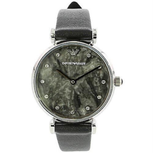 Emporio Armani Women`s Ar11171 Round Marble Dial Watch with Crystals