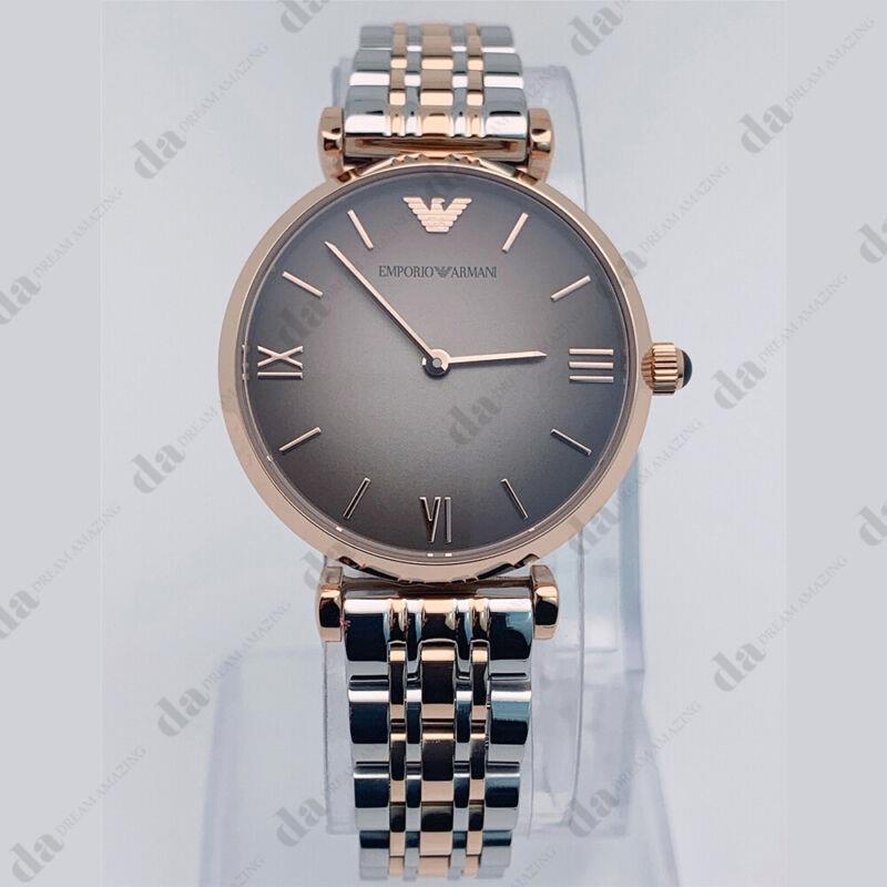 Emporio Armani watch  - Grey Dial, Two Tone Band, Rose Gold Bezel