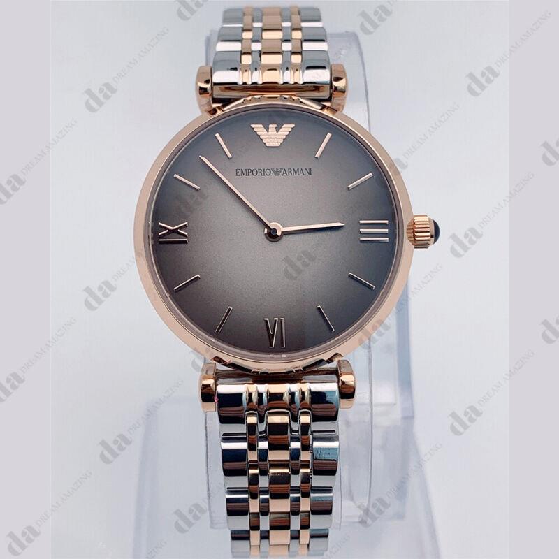 Emporio Armani watch  - Grey Dial, Two Tone Band, Rose Gold Bezel