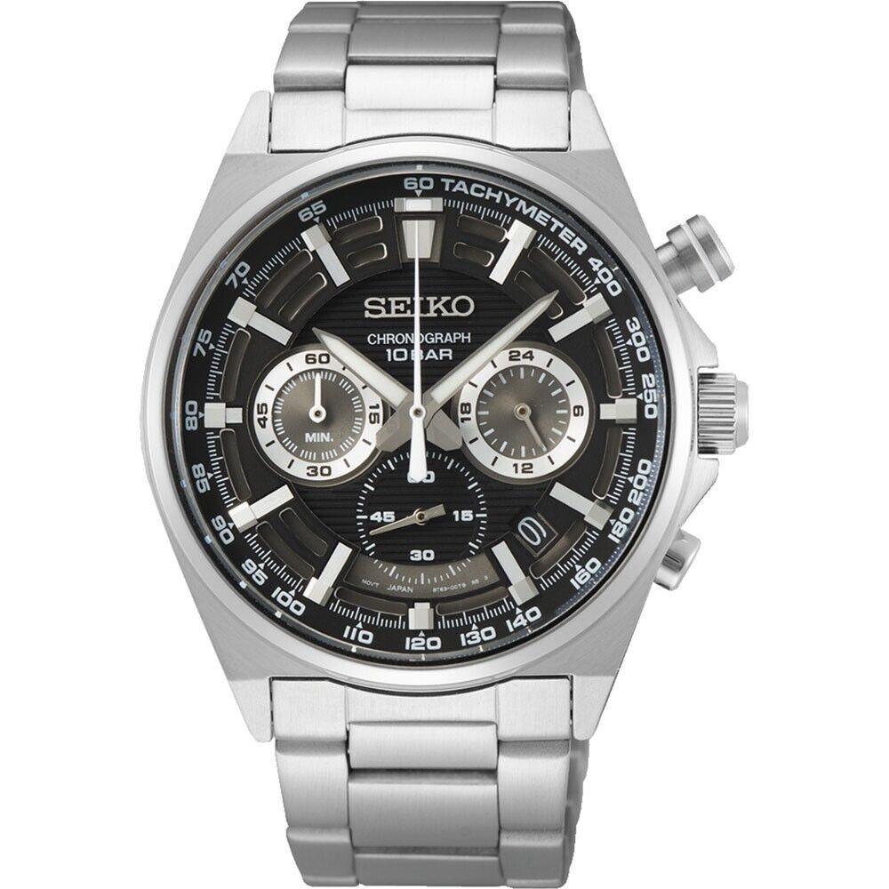 Seiko SSB397P1 Men`s Essentials Stainless Steel Black Dial Chronograph Watch