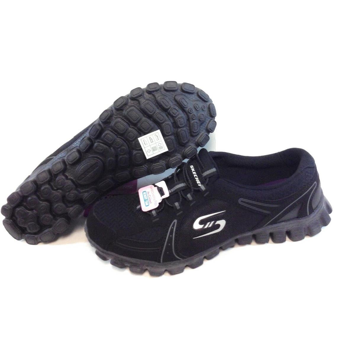 Womens Skechers 22698 Blk EZ Flex Right On Black Grey Sneakers Shoes - Black, Manufacturer: Black