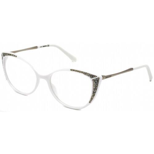 Swarovski Women`s Eyeglasses White Cat Eye Plastic/metal Frame SK5362 021 - Frame: White, Lens: