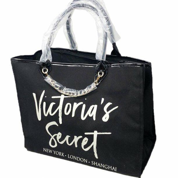 Victoria`s Secret New York London Shanghai Victoria`s Secret Canvas Tote Bag Black White City York London Shanghai