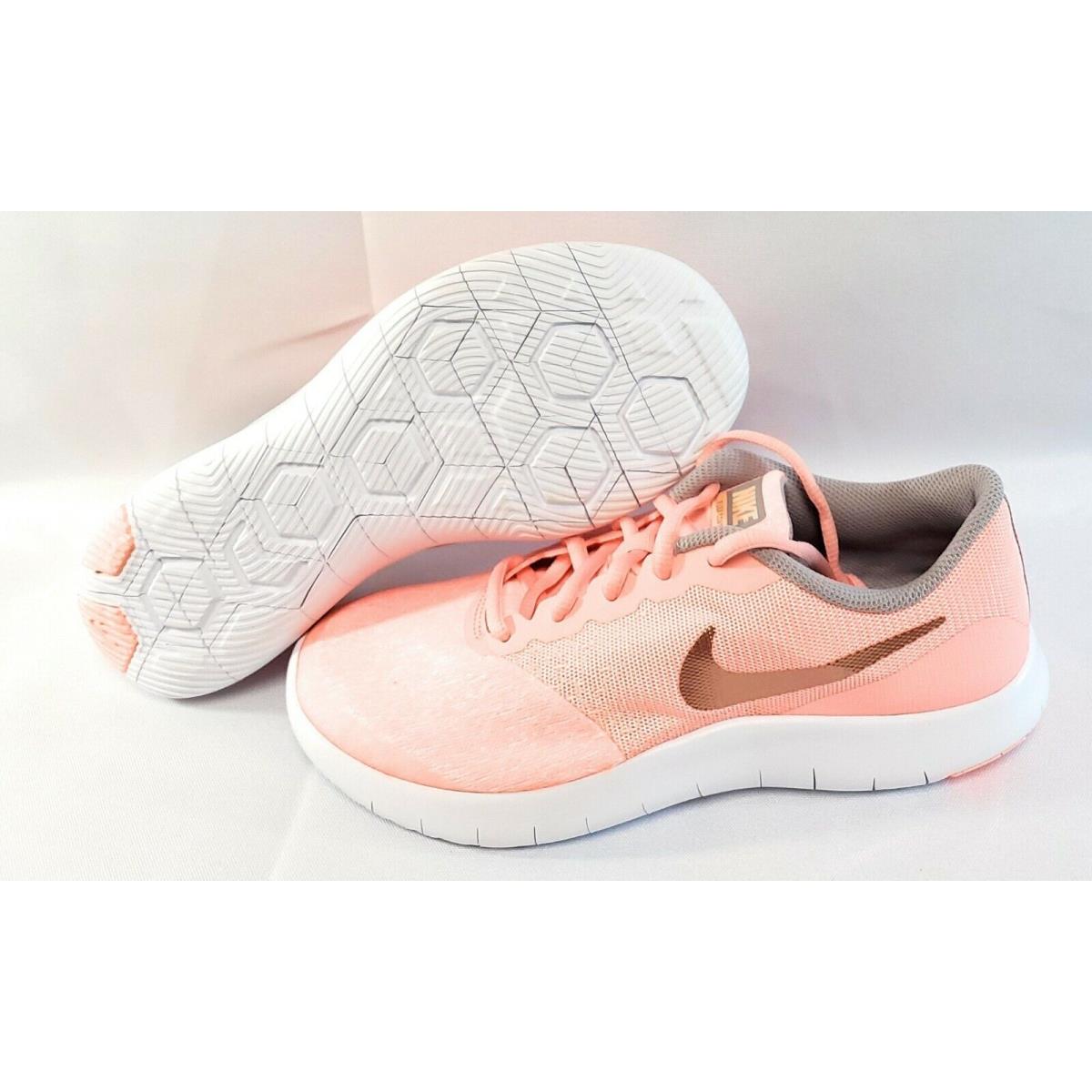 Girls Kids Youth Nike Flex Contact 917937 600 Pink Gold White Sneakers Shoes