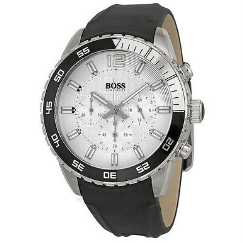 Hugo Boss 1512805 Deep Blue Chronograph Quartz Men`s Silver Sport Watch