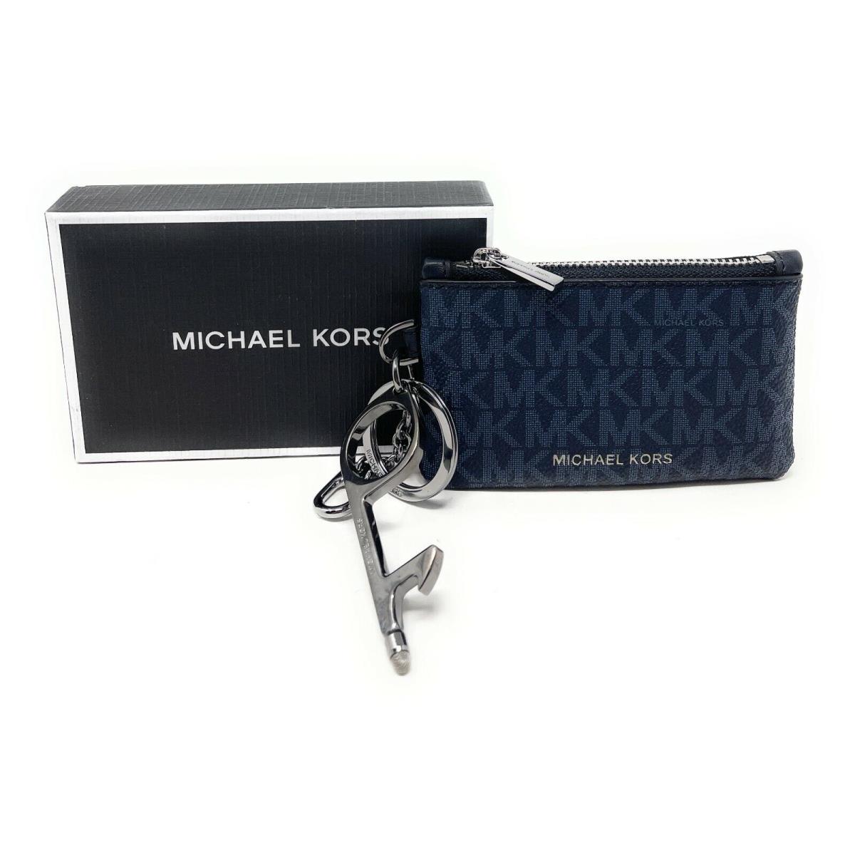 Michael Kors Men s Logo Pouch and No Touch Keycha Set Admiral/Pale Blue Signature