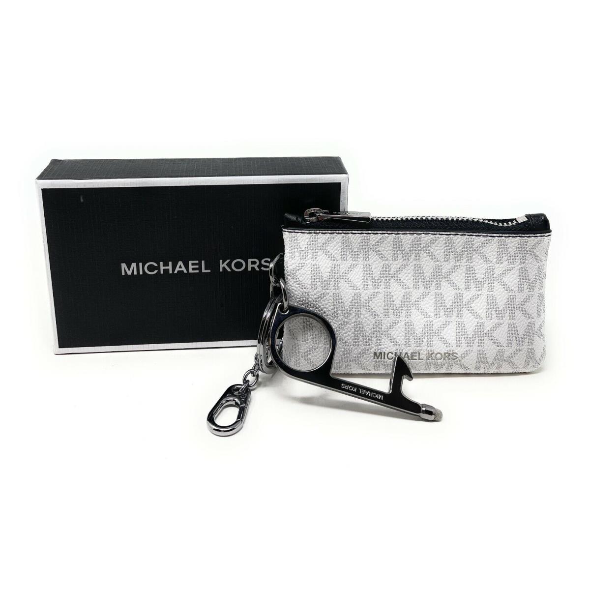 Michael Kors Men s Logo Pouch and No Touch Keycha Set Bright White Signature