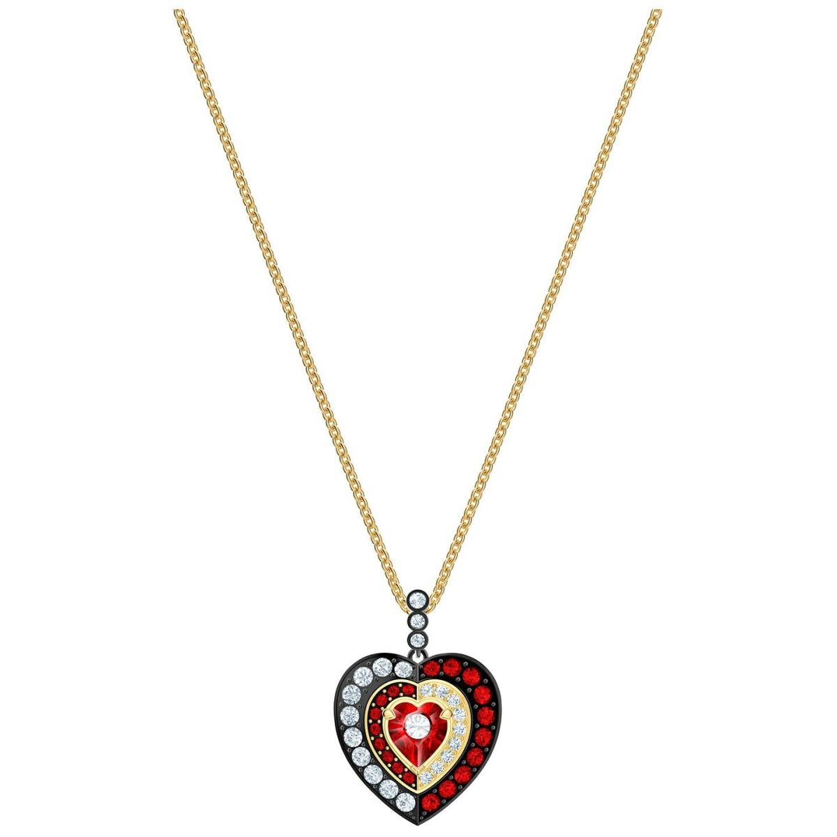 Retired Black Baroque Heart Pendant Red Gold Plating Swarovski Jewelry 5490980