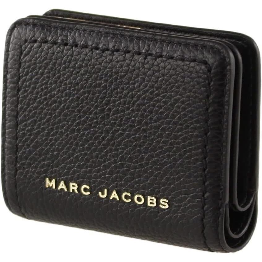 Marc Jacobs S101L01SP21 Black with Gold Hardware Top Stitched Compact