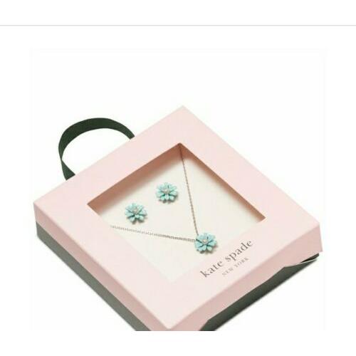Kate Spade New York Flower Earrings and Necklace Set Blue Color