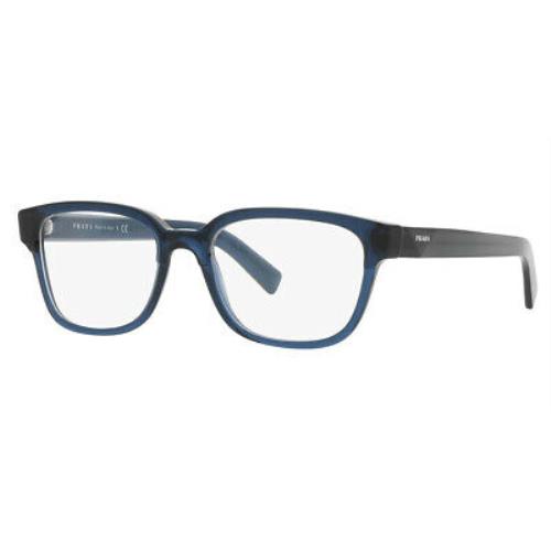 Prada 0PR 04YV Eyeglasses Men Transparent Blue Rectangle 51mm ...