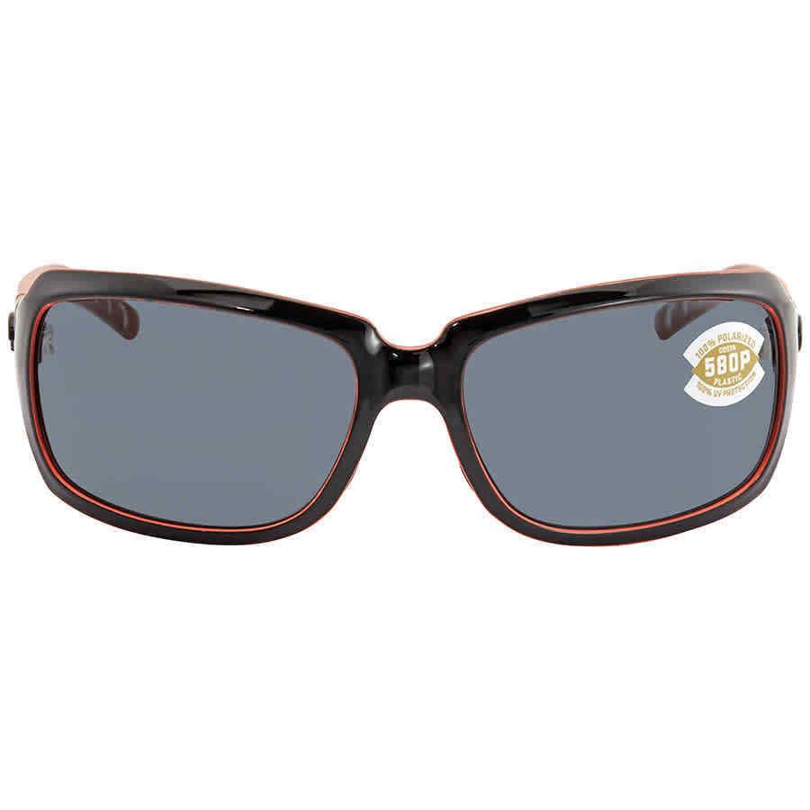 Costa Del Mar Isabela Women`s Round Sunglasses - IB 32 Ogp - Frame: Black, Lens: Gray