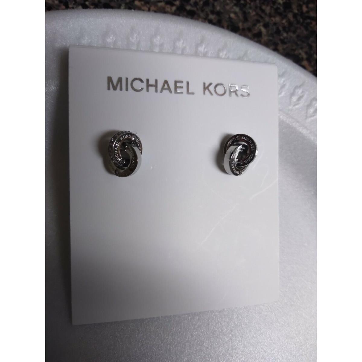 Michael Kors Logo Stud Circle Silver Earrings